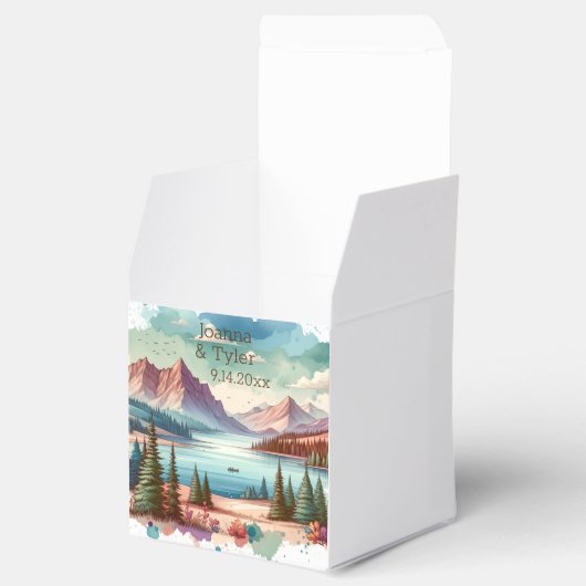 Waterverf Mountain Uitzichten bruiloft Bedankdoosjes (Geopend)