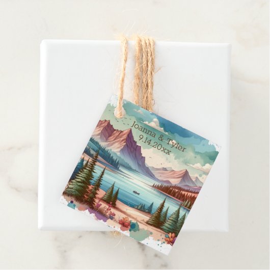 Waterverf Mountain Uitzichten bruiloft Dank u Bedankjes Labels (In situ)