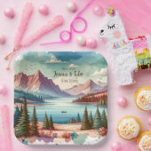Waterverf Mountain Uitzichten bruiloft Papieren Bordje (Feest)