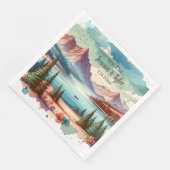 Waterverf Mountain Uitzichten bruiloft Servet (Hoek)