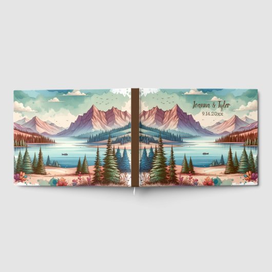 Waterverf Mountain Uitzichten trouwdatum Gastenboek (Volledig)