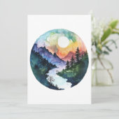 Waterverf Mountain Valley Natuur Bedankkaart (Staand voorkant)