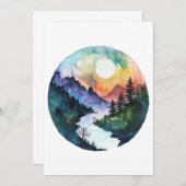 Waterverf Mountain Valley Natuur Bedankkaart (Voorkant / Achterkant)