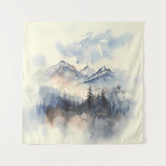 Waterverf Mountain Vista Tapestry Wandkleed (Voorkant)