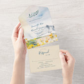 Waterverf Mountain Wedding All In One Uitnodiging (Afscheurbaar)