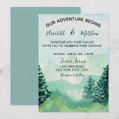 Waterverf Mountain Wedding Kaart (Voorkant / Achterkant)