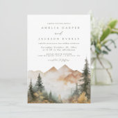 Waterverf Mountain Wedding Kaart (Staand voorkant)