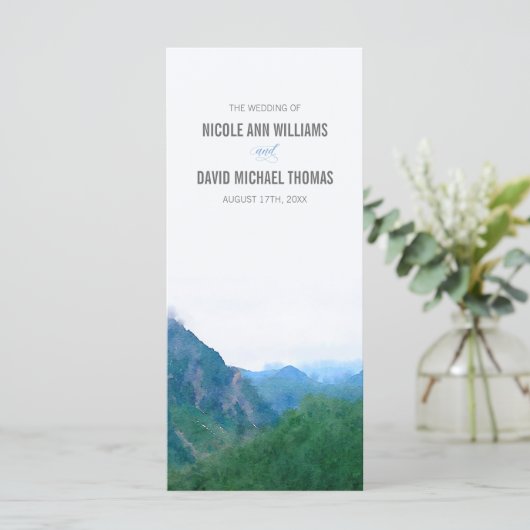 Waterverf Mountain Wedding Programma Programmakaart (Staand voorkant)