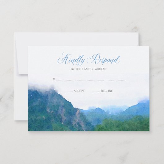 Waterverf Mountain Wedding RSVP Reactie (Voorkant)