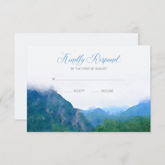 Waterverf Mountain Wedding RSVP Reactie (Voorkant / Achterkant)