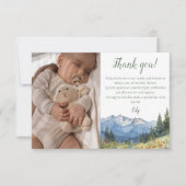 Waterverf Mountain Wildflower Baby shower Foto Bedankkaart (Voorkant)
