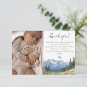 Waterverf Mountain Wildflower Baby shower Foto Bedankkaart (Staand voorkant)