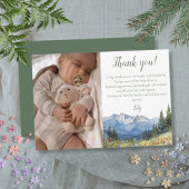Waterverf Mountain Wildflower Baby shower Foto Bedankkaart