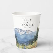 Waterverf Mountain Wildflower Floral Wedding Papieren Bekers (Achterkant)