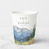Waterverf Mountain Wildflower Floral Wedding Papieren Bekers (Voorkant)
