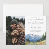 Waterverf Mountain Wildflower foto bruiloft Kaart (Voorkant / Achterkant)