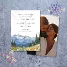 Waterverf Mountain Wildflower foto bruiloft