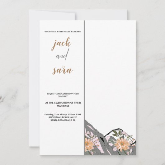 Waterverf Mountain Wildflower Wedding Invitation Kaart (Voorkant)