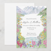 Waterverf Mountain Wildflower Wedding Invitation Kaart (Voorkant / Achterkant)