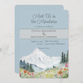 Waterverf Mountain Wildflower Wedding Kaart (Voorkant / Achterkant)