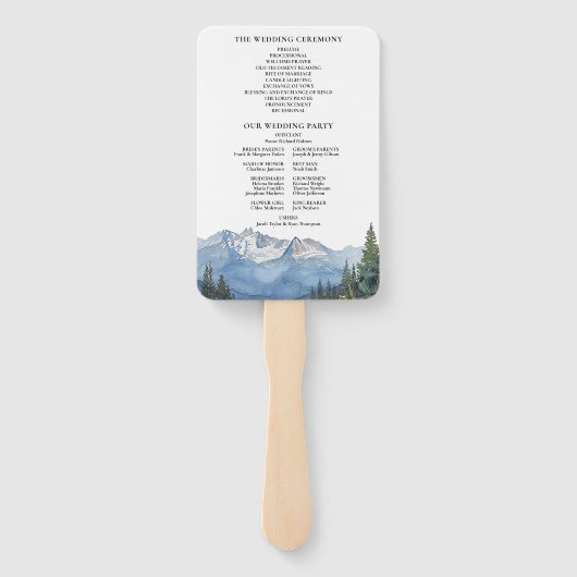 Waterverf Mountain Wildflower Wedding Programma Handwaaier (Achterkant)