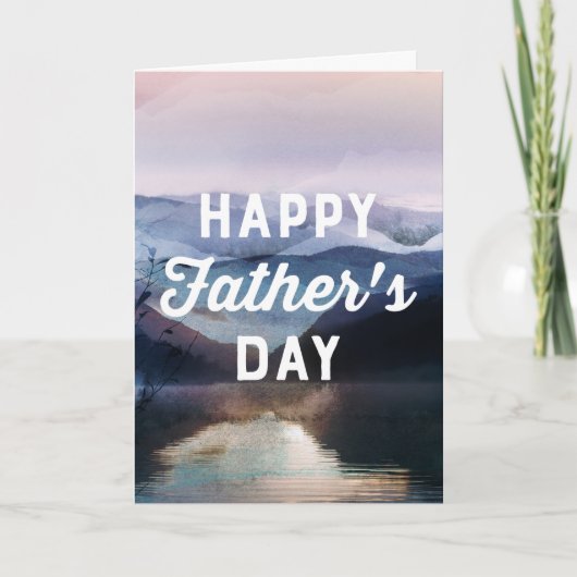 Waterverf Mountains en Lake Happy Vaderdag Kaart (Voorkant)