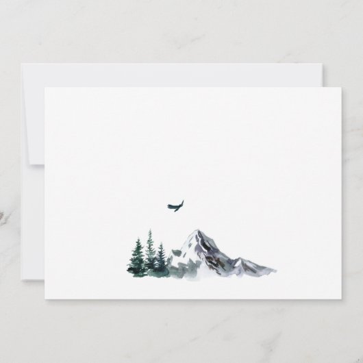 Waterverf Mountains Forest Wedding Save The Date (Achterkant)