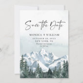 Waterverf Mountains Forest Wedding Save The Date (Voorkant)