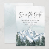 Waterverf Mountains Forest Wedding Save The Date (Voorkant / Achterkant)