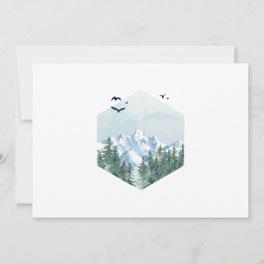 Waterverf Mountains Forest Wedding Save The Date (Achterkant)