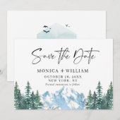 Waterverf Mountains Forest Wedding Save The Date (Voorkant / Achterkant)