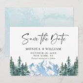 Waterverf Mountains Forest Wedding Save The Date (Voorkant / Achterkant)