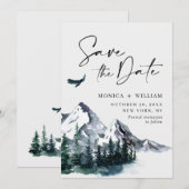 Waterverf Mountains Forest Wedding Save The Date (Voorkant / Achterkant)