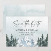 Waterverf Mountains Forest Wedding Save The Date (Voorkant / Achterkant)
