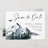 Waterverf Mountains Forest Weduwfoto Save The Date (Voorkant / Achterkant)