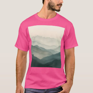 Waterverf Mountains in bosgroen mouwloos tot T-shirt