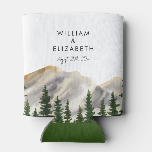 Waterverf Mountains op maat Blikjeskoeler (Achterkant)