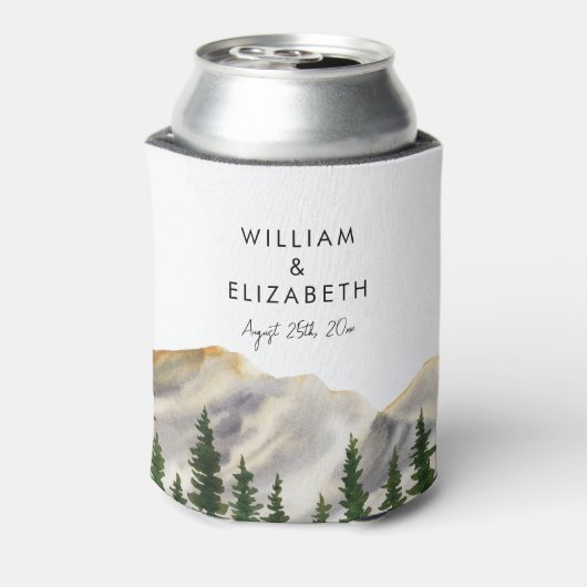 Waterverf Mountains op maat Blikjeskoeler (Blikje Achterkant)