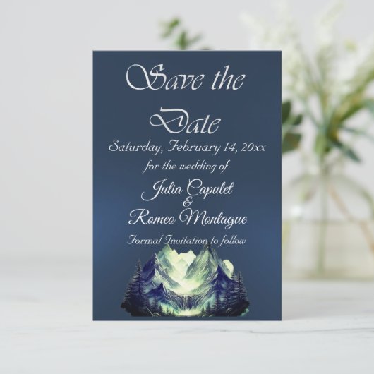 Waterverf Mountains Save The Date (Staand voorkant)