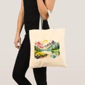 Waterverf Mountains Tote Bag (Voorkant (product))