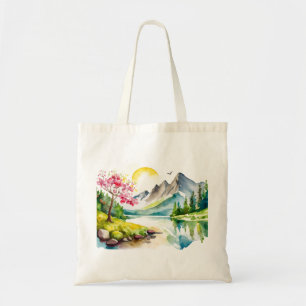 Waterverf Mountains Tote Bag