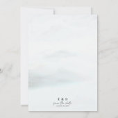 Waterverf Mountains Wedding Dusty Blue Rustic Save The Date (Achterkant)