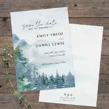 Waterverf Mountains Wedding Dusty Blue Rustic