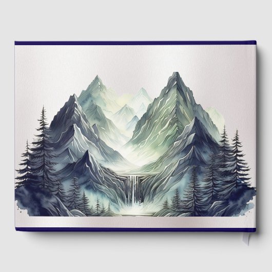 Waterverf Mountains Wedding Gastenboek (Achterkant)