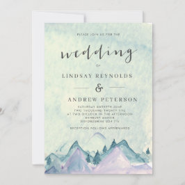 Waterverf Mountains Wedding Kaart