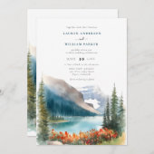 Waterverf Mountains Wildflower bruiloft Kaart (Voorkant / Achterkant)