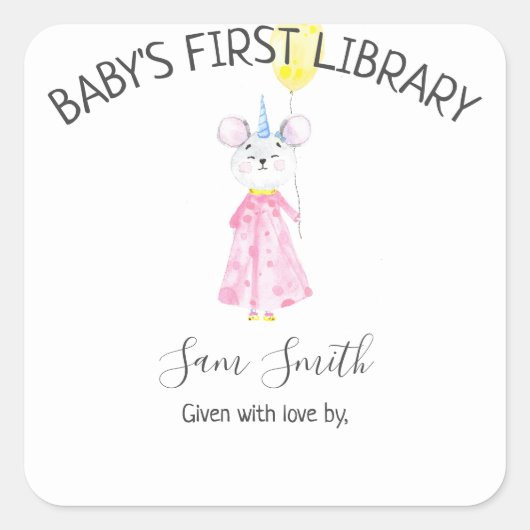 Waterverf Mouse - Bookplate Label (Voorkant)