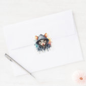 Waterverf Mouse in Blauw Grijs Hoodie Splash Art Vierkante Sticker (Envelop)