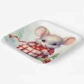 Waterverf Mouse Met Kerstcadeau Papieren Bordje (Gebogen)