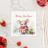 Waterverf Mouse Met Kerstcadeau Servet (Insitu)